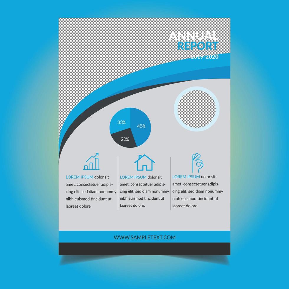 modèle de flyer de rapport annuel détail bleu incurvé vecteur