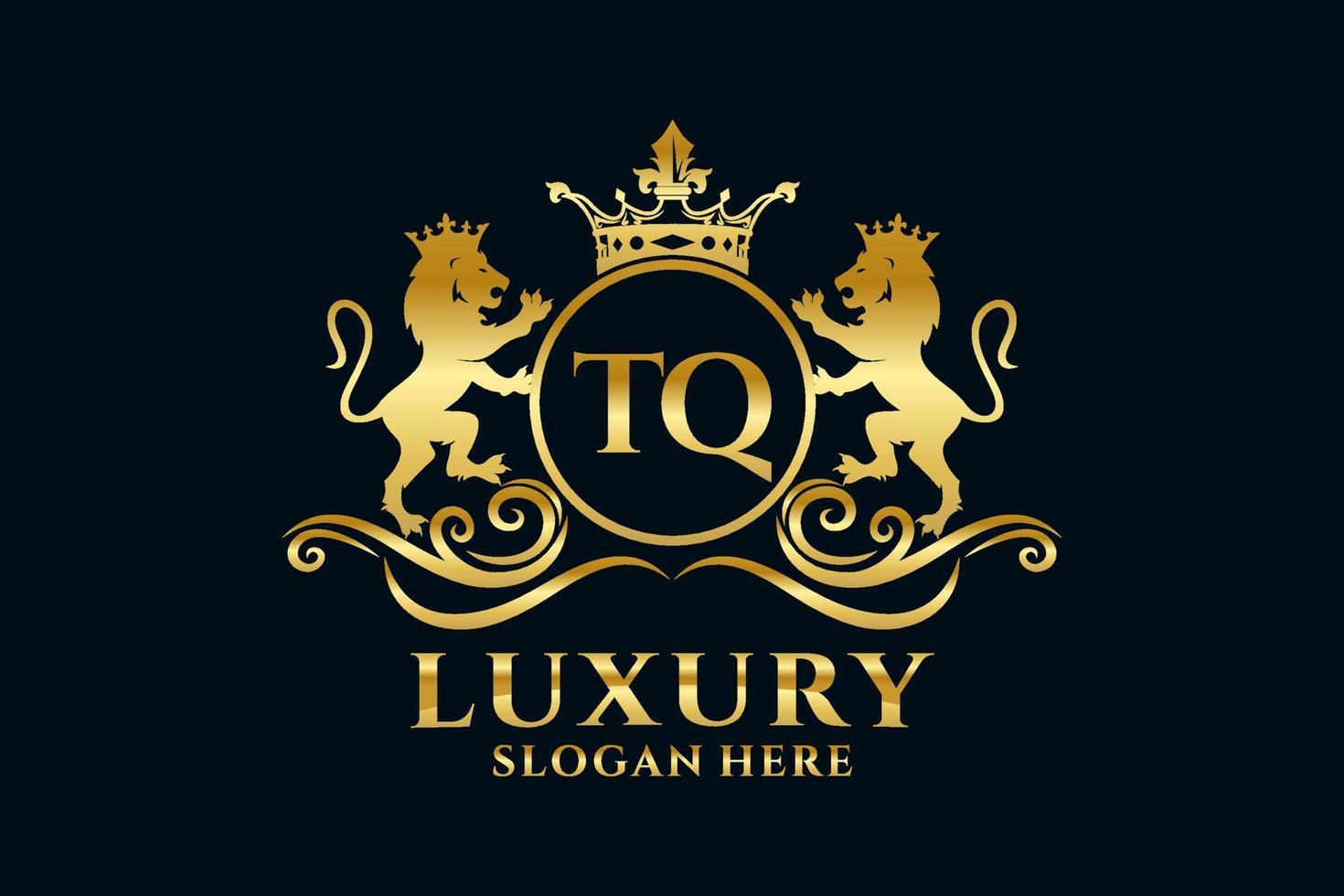 modèle de logo de luxe royal lion lettre initiale tq dans l'art vectoriel pour des projets de marque luxueux et d'autres illustrations vectorielles.