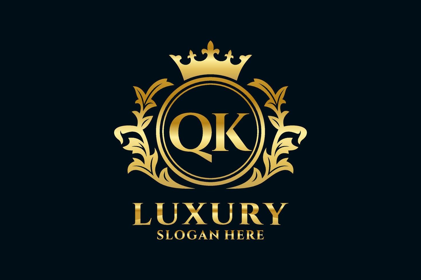 modèle initial de logo de luxe royal de lettre qk dans l'art vectoriel pour des projets de marque luxueux et d'autres illustrations vectorielles.