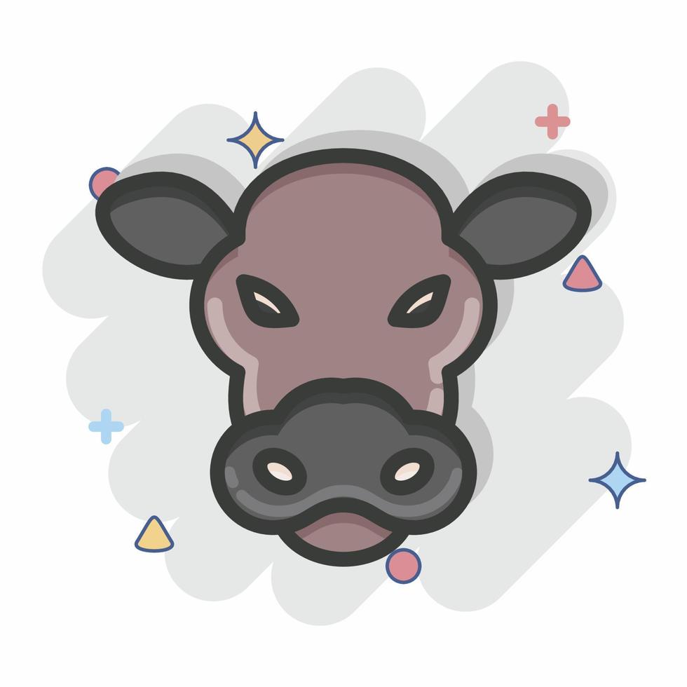 icône vache. lié au symbole de tête d'animal. style comique. conception simple modifiable. simple illustration. mignonne. éducation vecteur