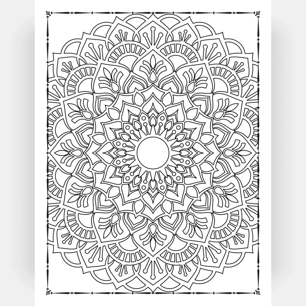 mandala noir et blanc pour l'intérieur des pages à colorier. intérieur d'une page à colorier. dessin au trait mandala doodle. vecteur de conception d'ornement de mandala de décoration.