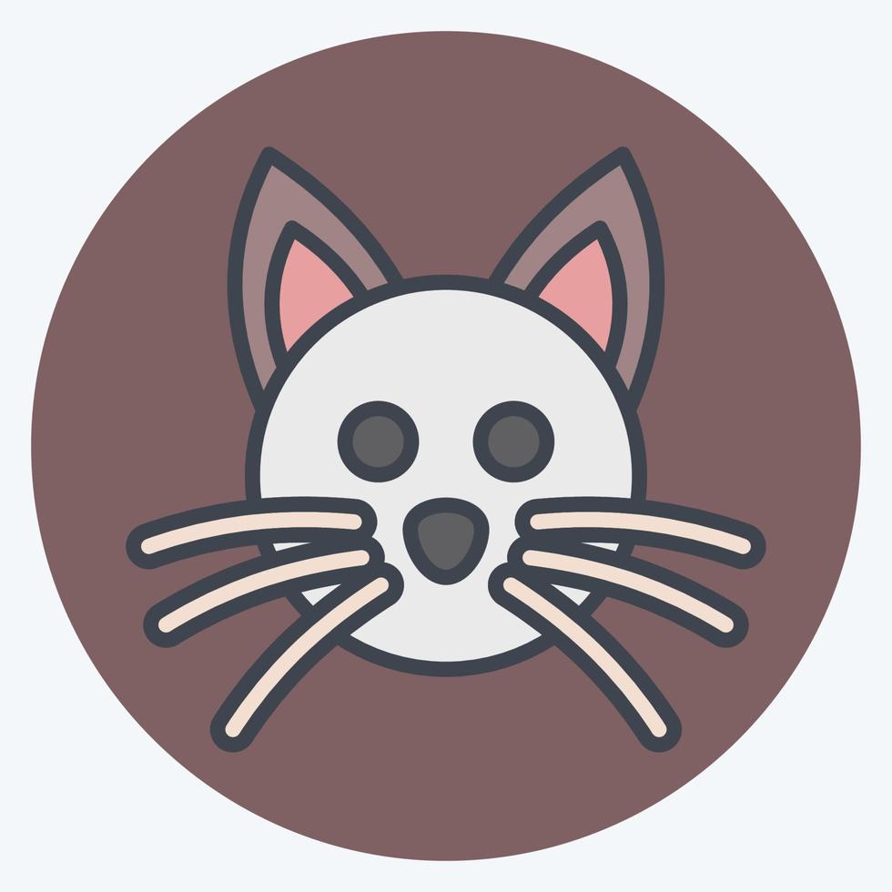 icône chat. lié au symbole de tête d'animal. style de couleur assortie. conception simple modifiable. simple illustration. mignonne. éducation vecteur