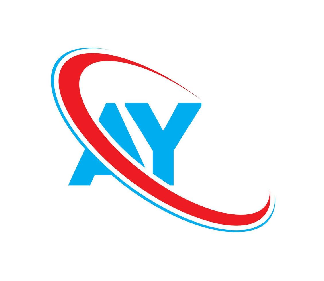 ay logo. conception. lettre ay bleue et rouge. création de logo de lettre ay. lettre initiale a cercle lié logo monogramme majuscule. vecteur