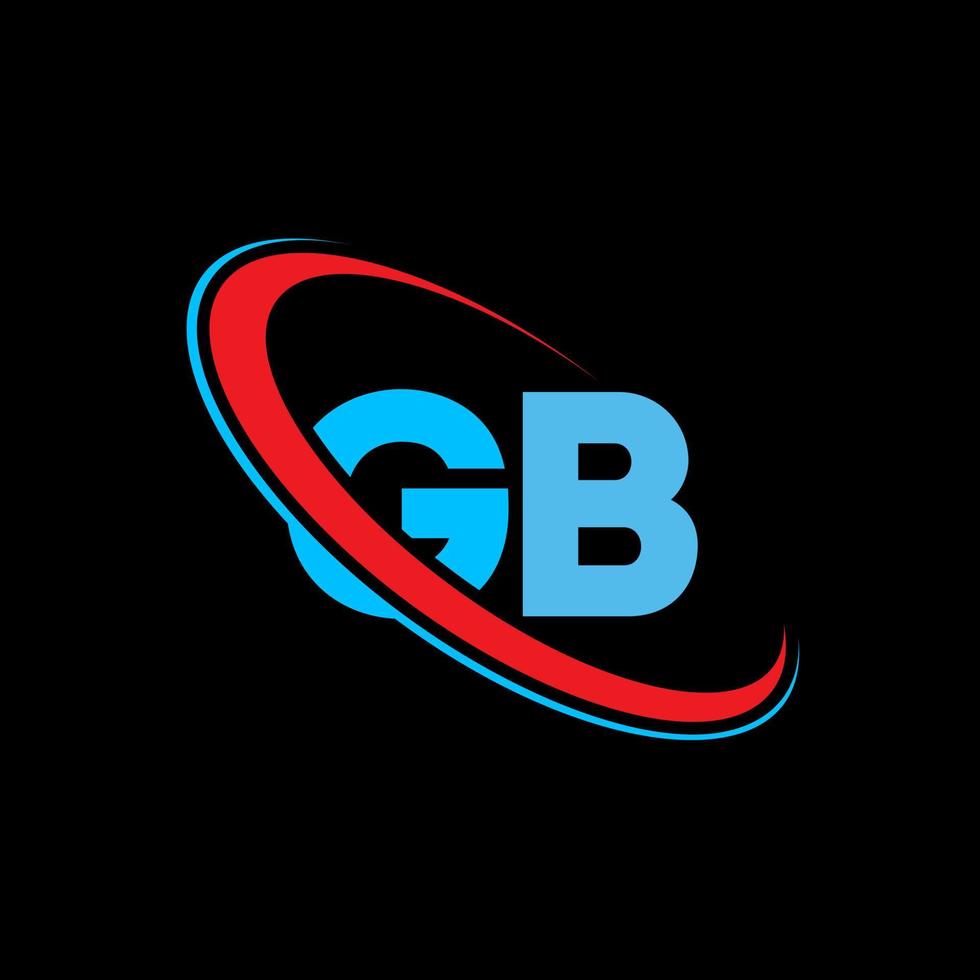 logo go. conception de go. lettre gb bleue et rouge. création de logo de lettre gb. lettre initiale gb cercle lié logo monogramme majuscule. vecteur