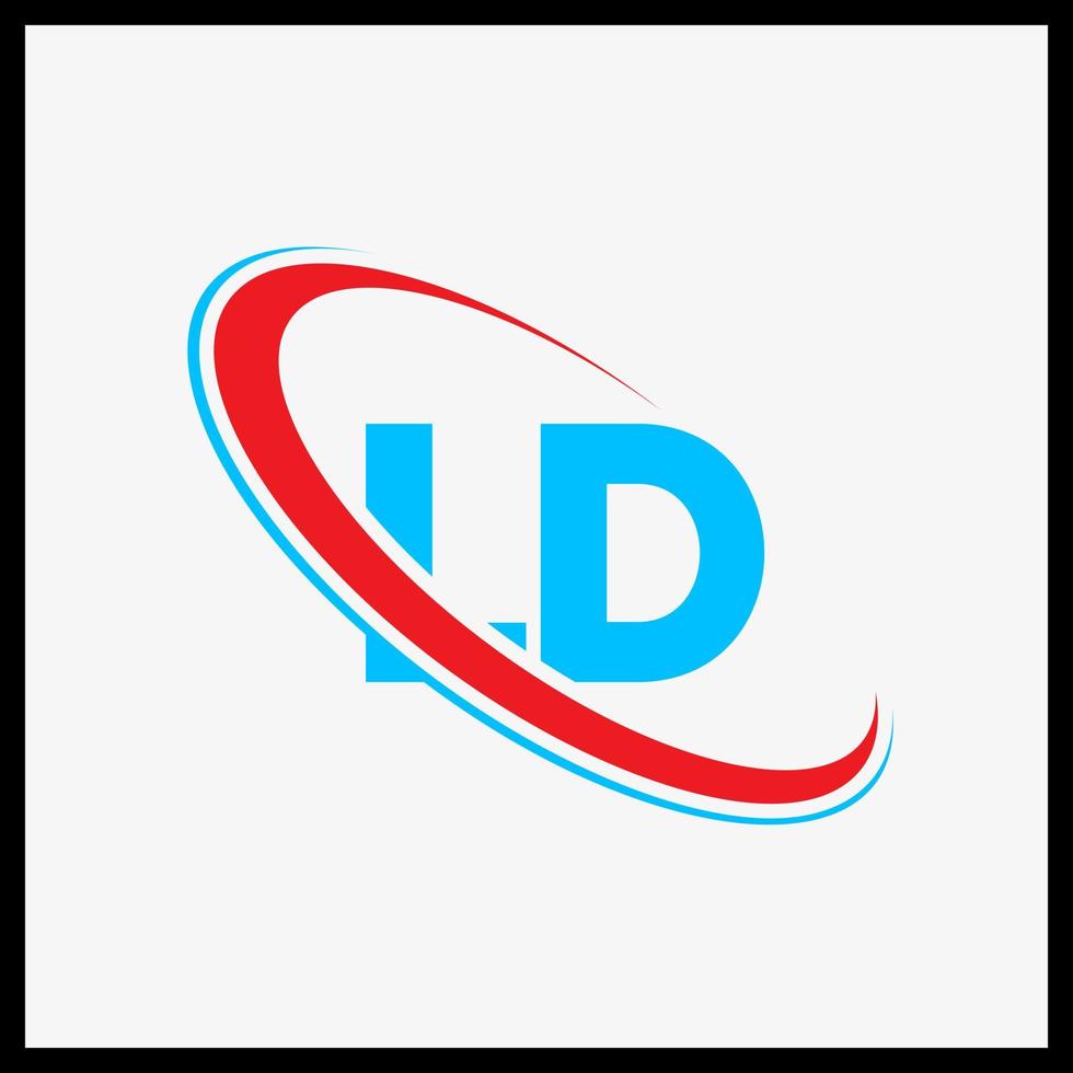 logo ld. conception ld. lettre ld bleue et rouge. création de logo de lettre ld. lettre initiale ld logo monogramme majuscule cercle lié. vecteur