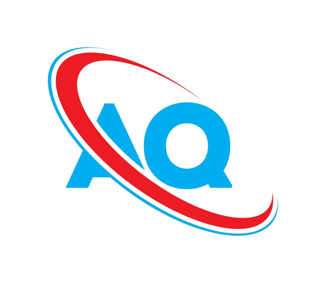 logo q. conception q. lettre aq bleue et rouge. création de logo de lettre aq. lettre initiale aq cercle lié logo monogramme majuscule. vecteur