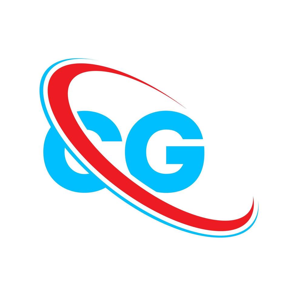 logo CG. conception cg. lettre cg bleue et rouge. création de logo de lettre cg. lettre initiale cg logo monogramme majuscule cercle lié. vecteur