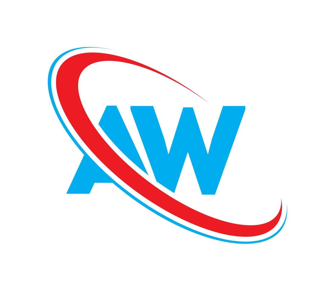 aw logo. aw conception. lettre aw bleue et rouge. création de logo de lettre aw. lettre initiale aw logo monogramme majuscule cercle lié. vecteur