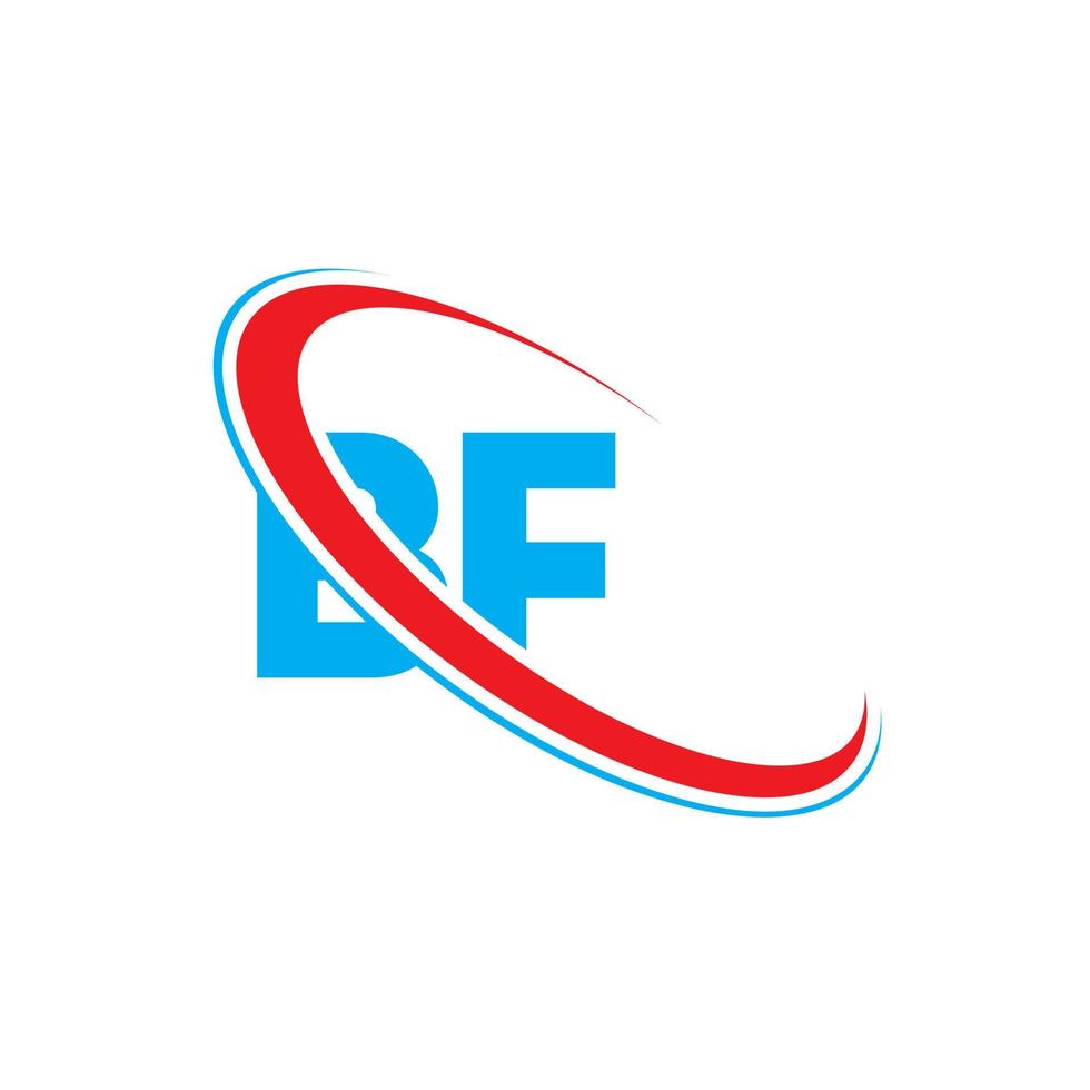petit ami logo. conception bf. lettre bf bleu et rouge. création de logo de lettre bf. lettre initiale bf logo monogramme majuscule cercle lié. vecteur