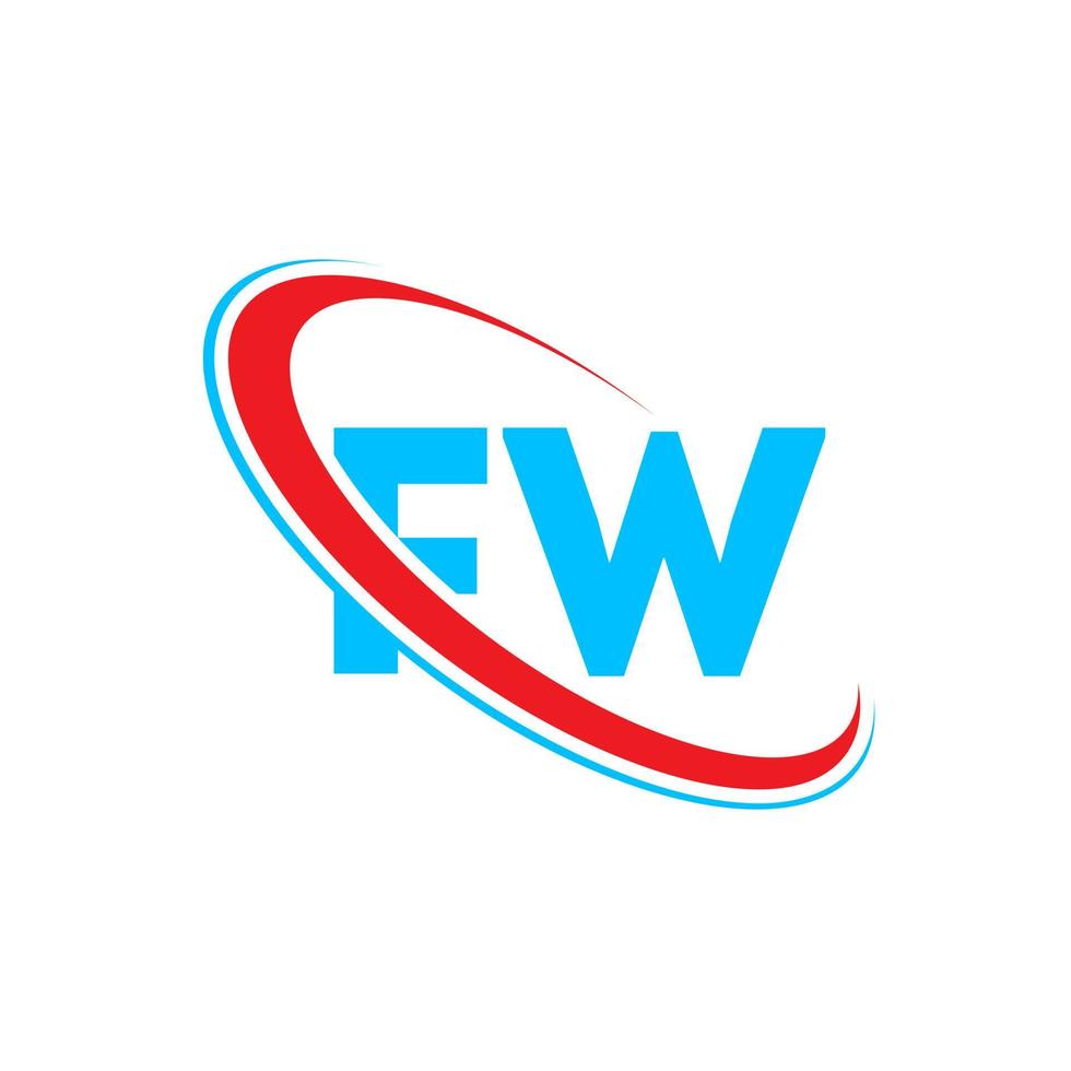 logo fw. conception fw. lettre fw bleue et rouge. création de logo de lettre fw. lettre initiale fw logo monogramme majuscule cercle lié. vecteur