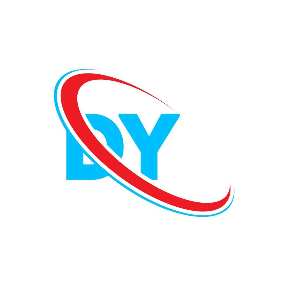 mon logo. ma conception. lettre dy bleu et rouge. création de logo de lettre dy. lettre initiale dy logo monogramme majuscule cercle lié. vecteur