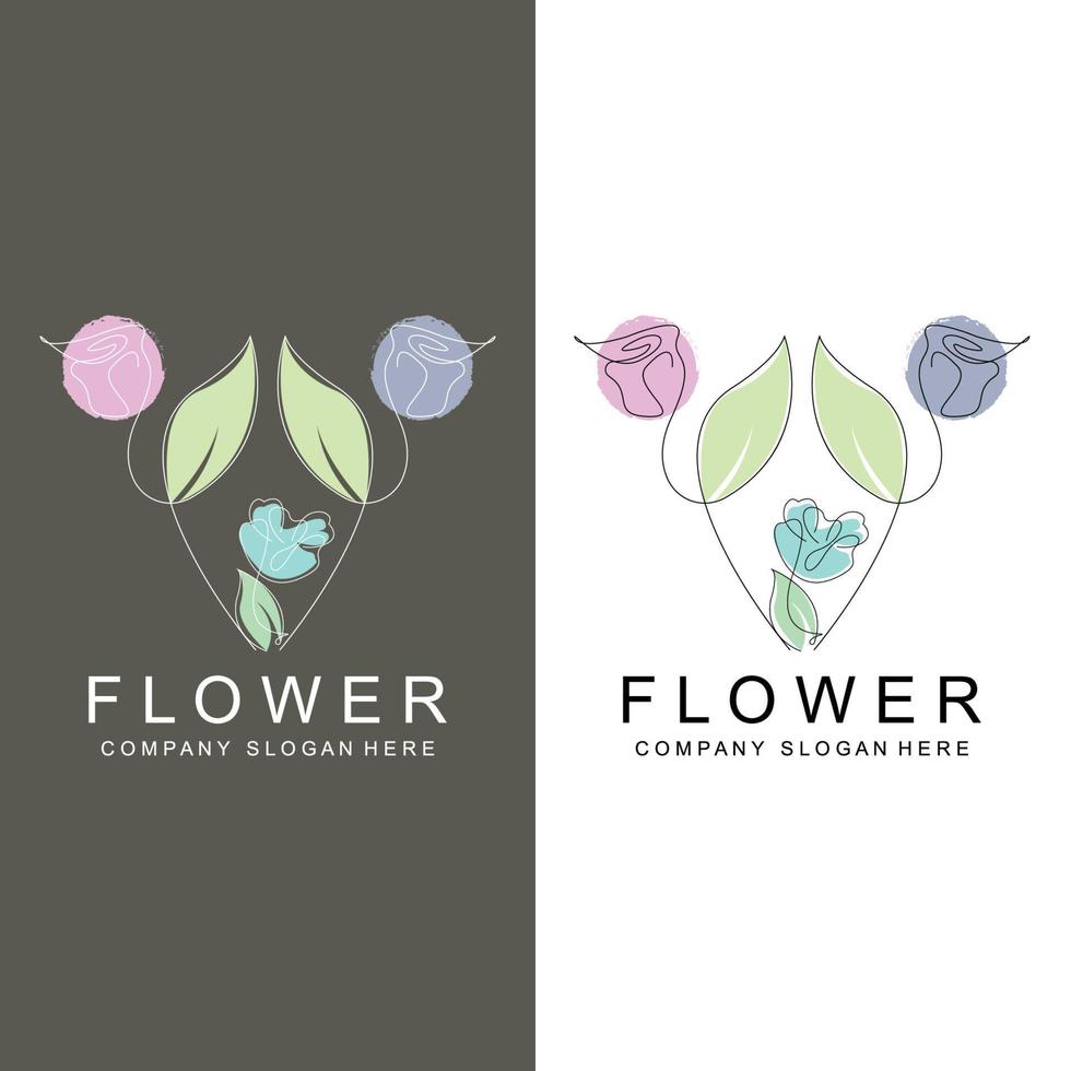 création de logo floral, illustration vectorielle icône de ligne de style illustration abstraite vecteur