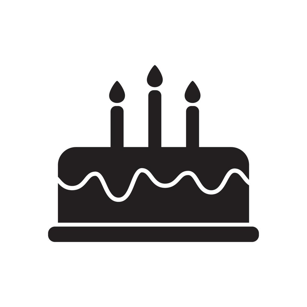 illustration vectorielle d'icône de gâteau d'anniversaire, gâteau d'anniversaire avec illustration vectorielle de bougie vecteur