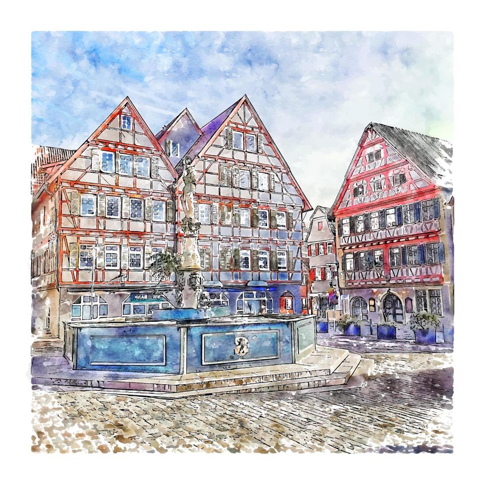 leonberg allemagne croquis aquarelle illustration dessinée à la main vecteur