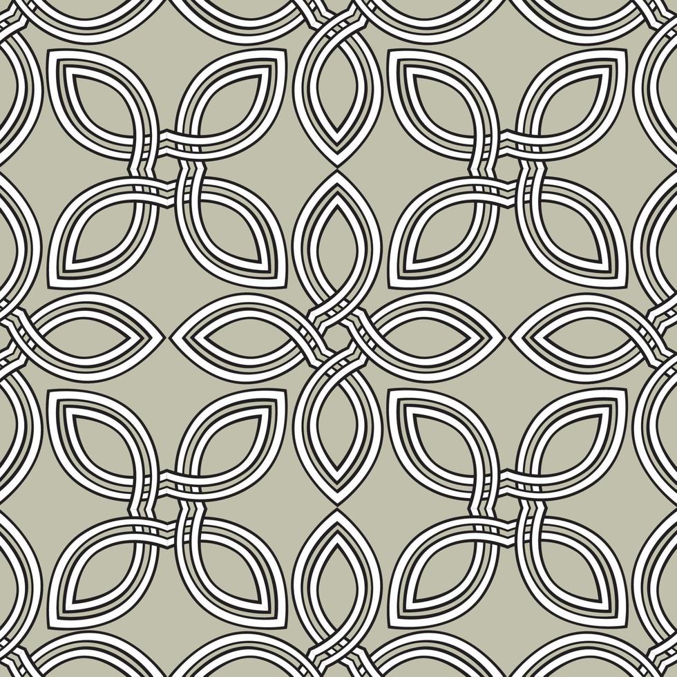 motif harmonieux de lignes géométriques florales de style celtique. fond monochrome ornemental élégant avec des pétales de fleurs vecteur