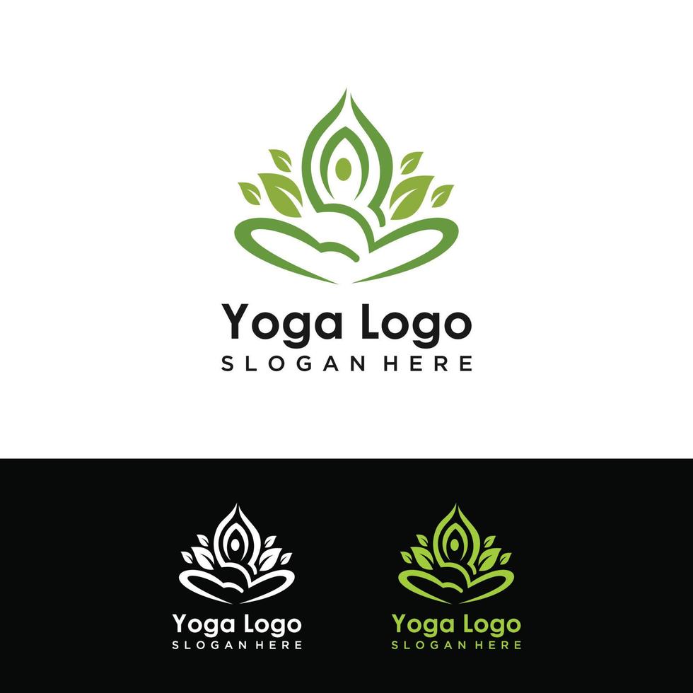 vecteur de logo de feuille de yoga monoline abstrait