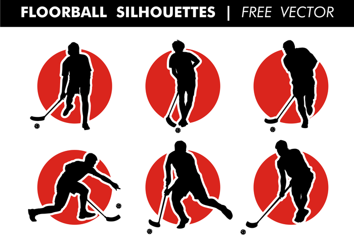 Silhouettes floorball vecteur gratuit