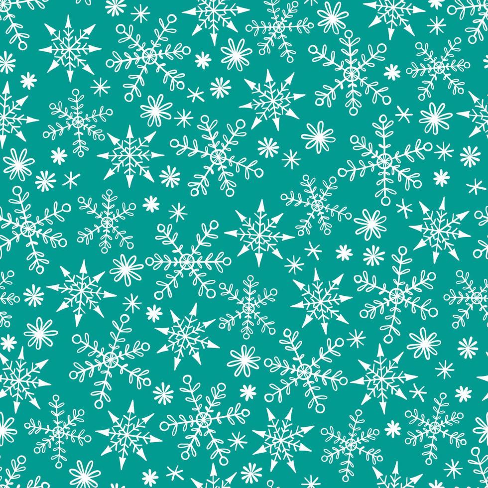 modèle sans couture d'hiver avec des flocons de neige dessinés à la main. fond d'hiver. illustration vectorielle. conception pour le textile, le papier peint, l'emballage et autres. vecteur