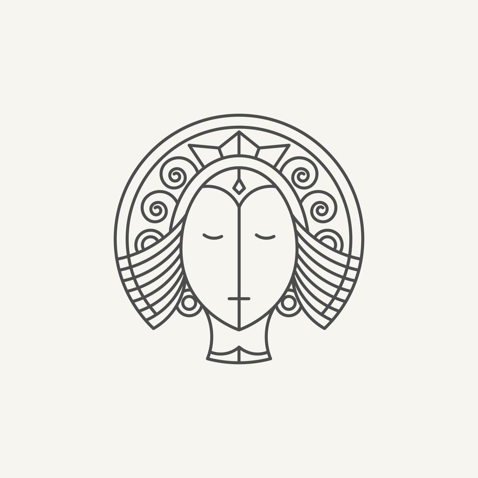 modèle de conception de logo d'art de ligne de visage de belle femme. - vecteur. vecteur