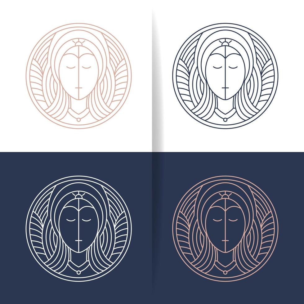 modèle de conception de logo d'art de ligne de visage de belle femme. - vecteur. vecteur