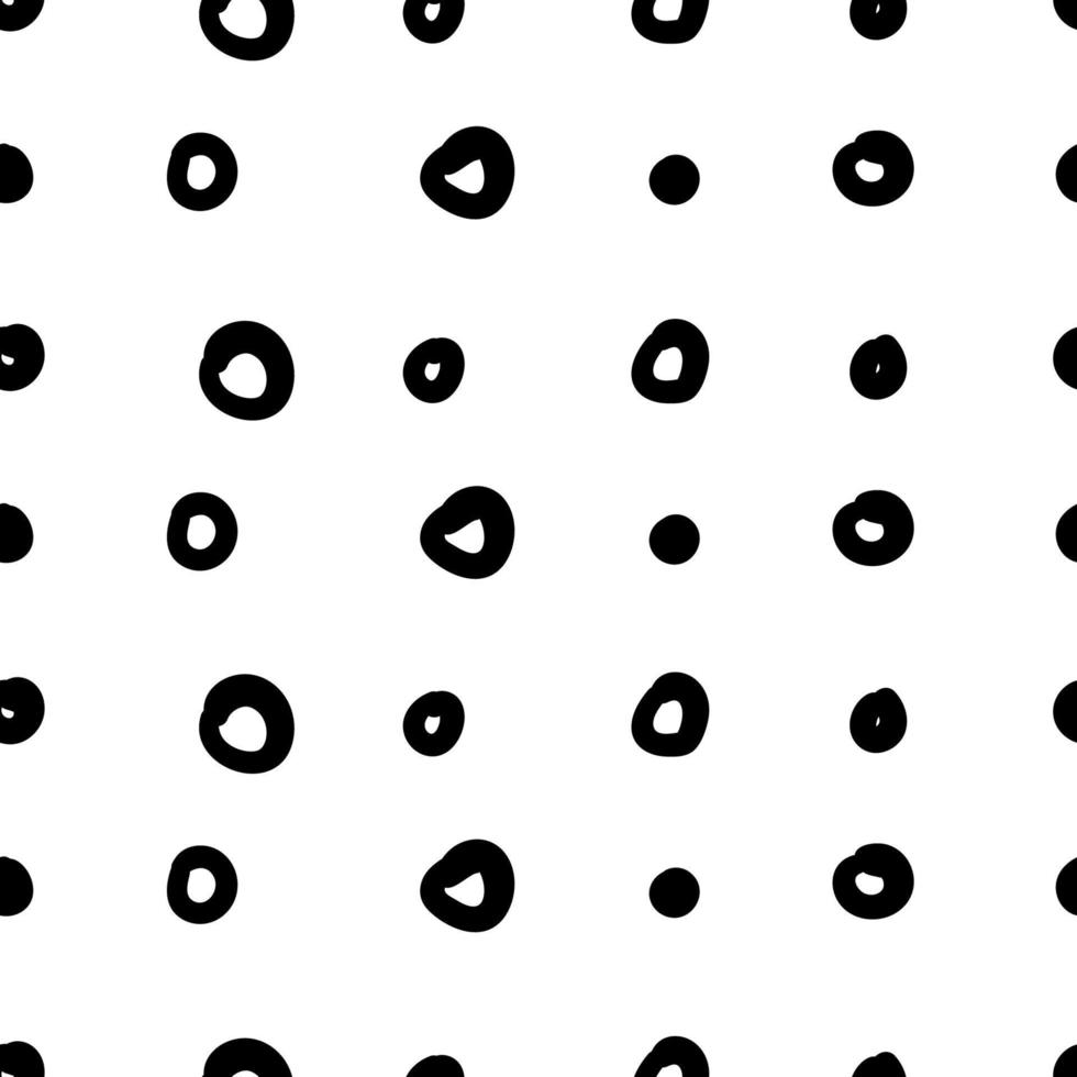 motif géométrique simple dessiné à la main. taches abstraites, tirets, pois, cercles, en noir et blanc. marques de pinceau monochromes à la mode. ornement de style grunge vecteur