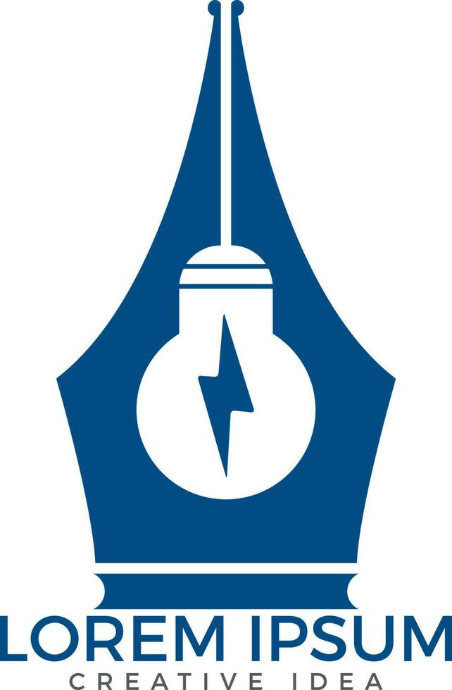 idée de logo plume et ampoule. vecteur