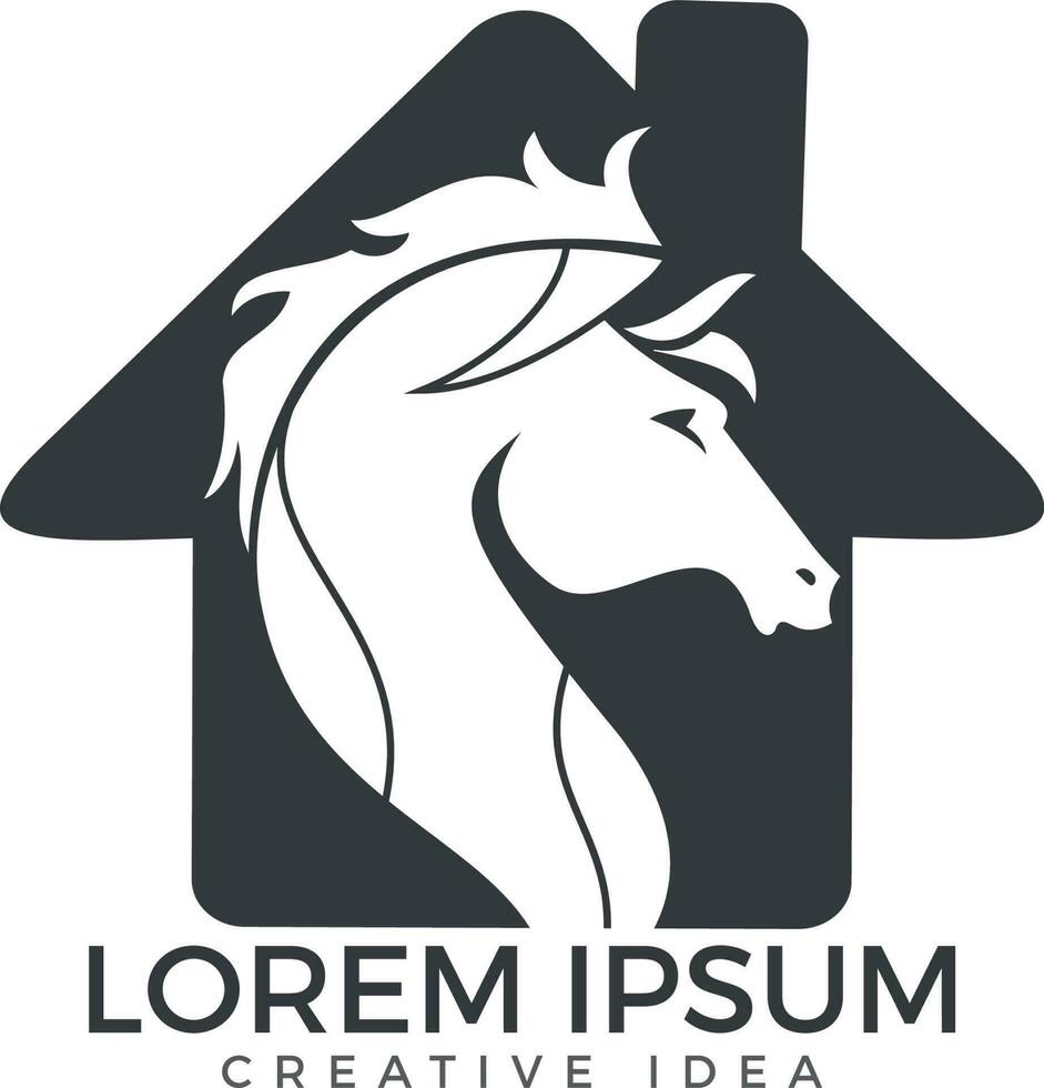 modèle de conception de logo cheval et maison. vecteur