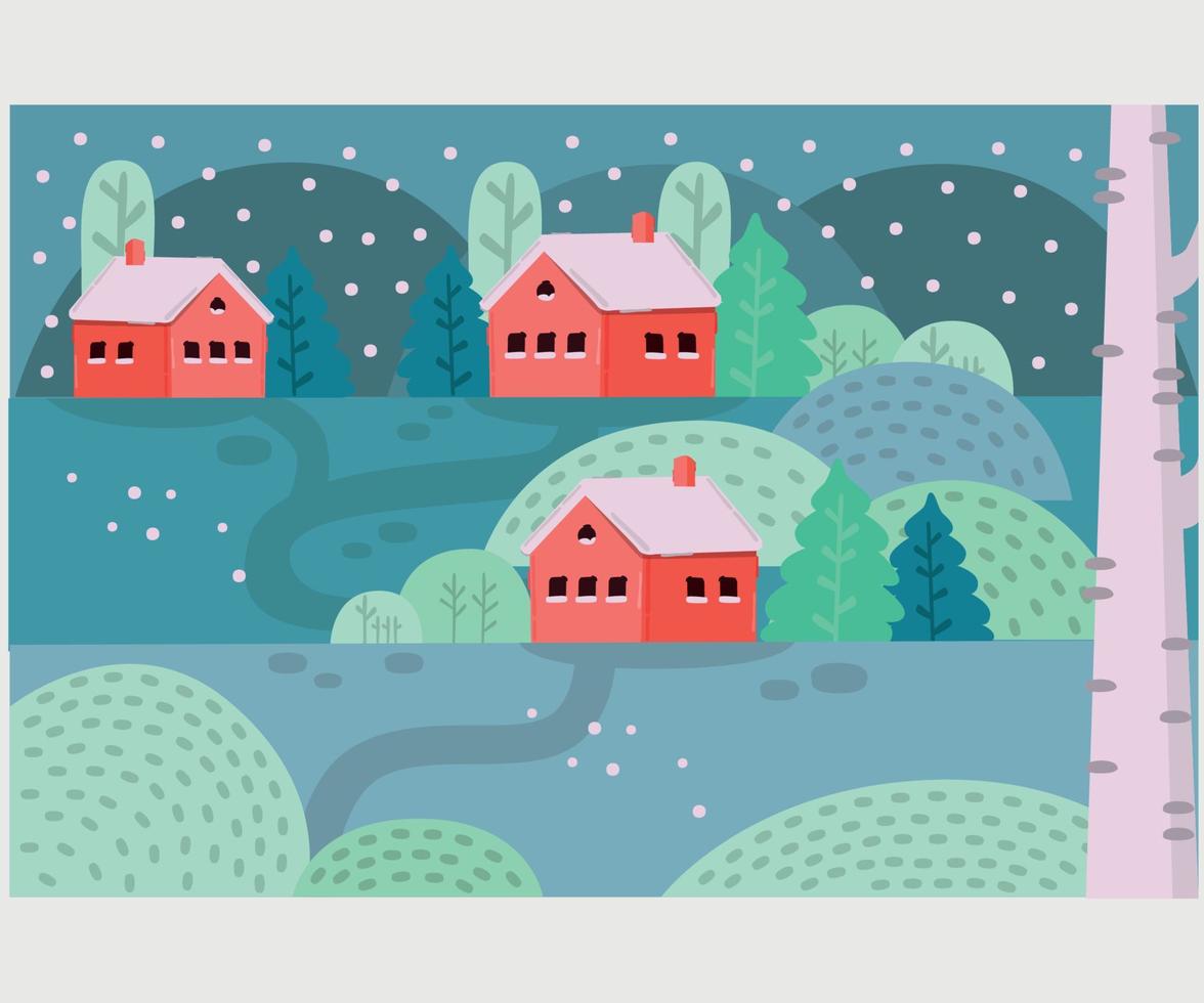 illustration de fond de village d'hiver vecteur