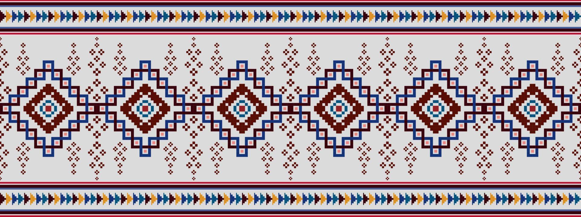 conception de décoration de modèle ethnique sans couture ikat. tapis en tissu aztèque boho mandalas textile décor papier peint. motif indigène tribal fleur broderie traditionnelle décorative vecteur illustré arrière-plan