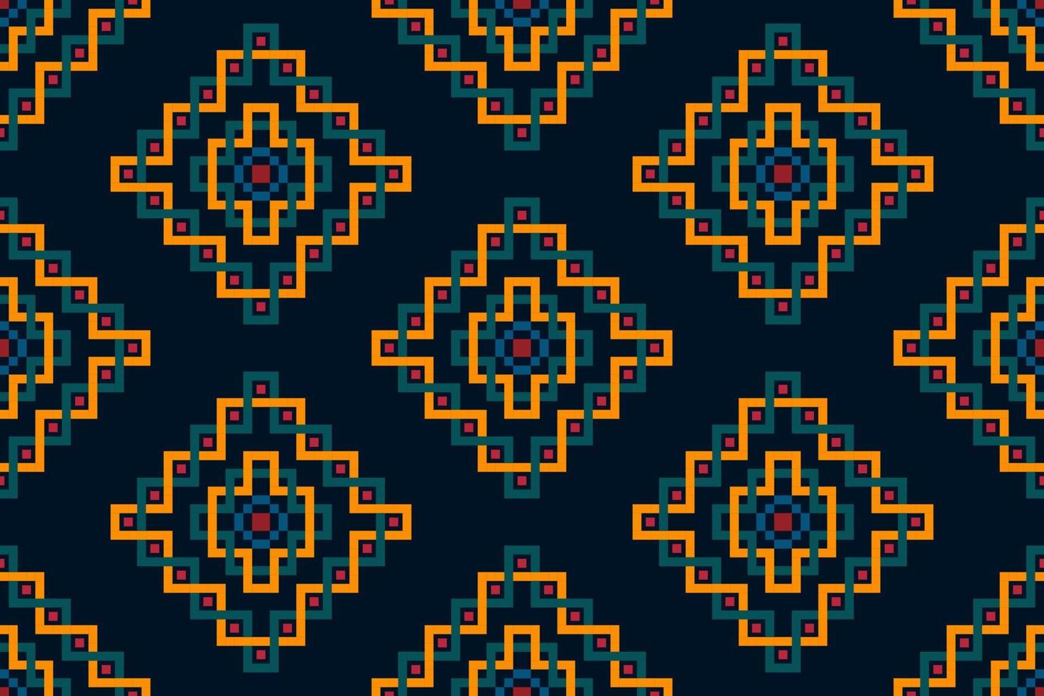 conception de décoration de modèle ethnique sans couture ikat. tapis en tissu aztèque boho mandalas textile décor papier peint. motif indigène tribal fleur broderie traditionnelle décorative vecteur illustré arrière-plan