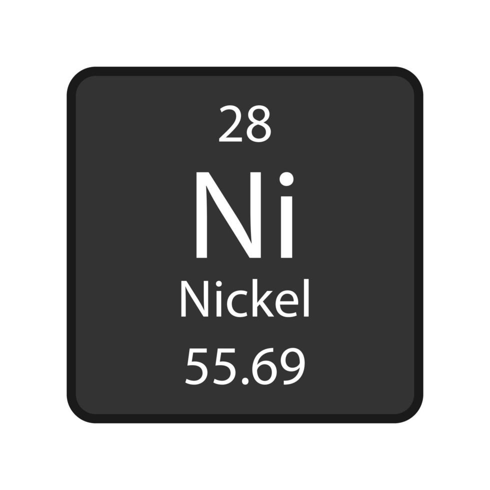 symbole du nickel. élément chimique du tableau périodique. illustration vectorielle. vecteur