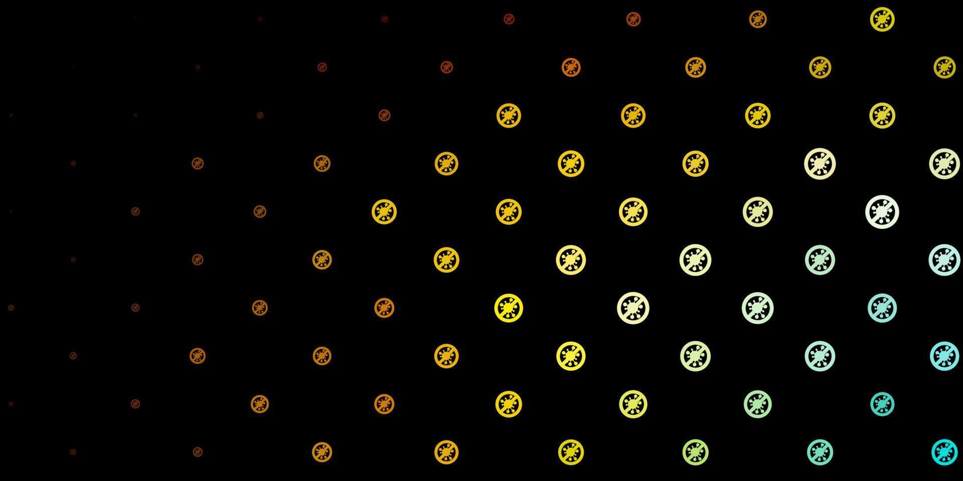 modèle vectoriel bleu foncé et jaune avec des éléments de coronavirus.