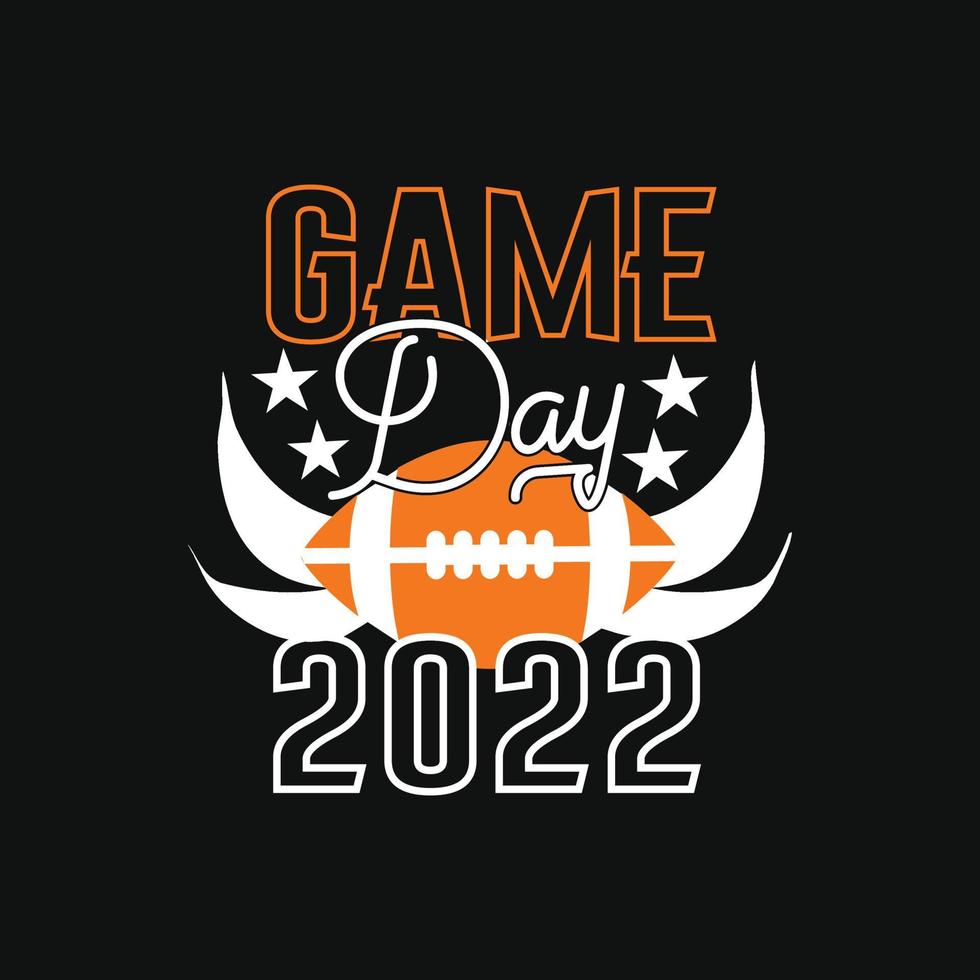 jour du jeu 2022. peut être utilisé pour les ensembles de logos de football, la conception de mode de t-shirt athlétique, la typographie sportive, les vêtements de sport, les vecteurs de t-shirt, les cartes de voeux, les messages et les tasses vecteur