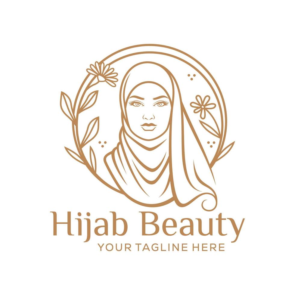 modèle de logo vectoriel femmes hijab beauté