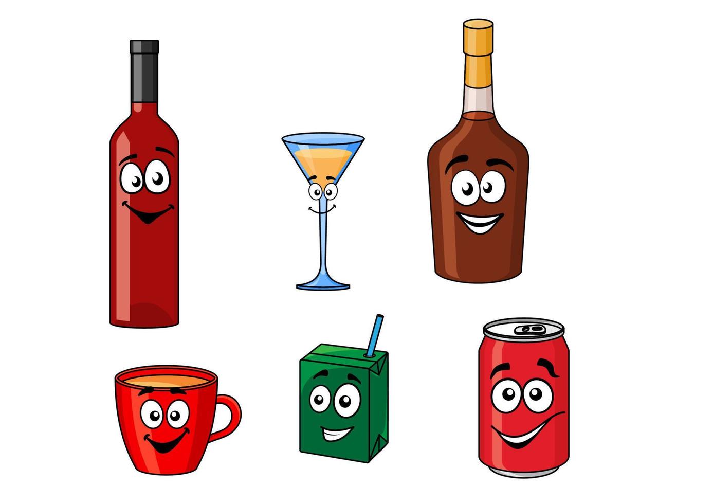 ensemble de dessins animés de boissons ou de boissons assorties vecteur