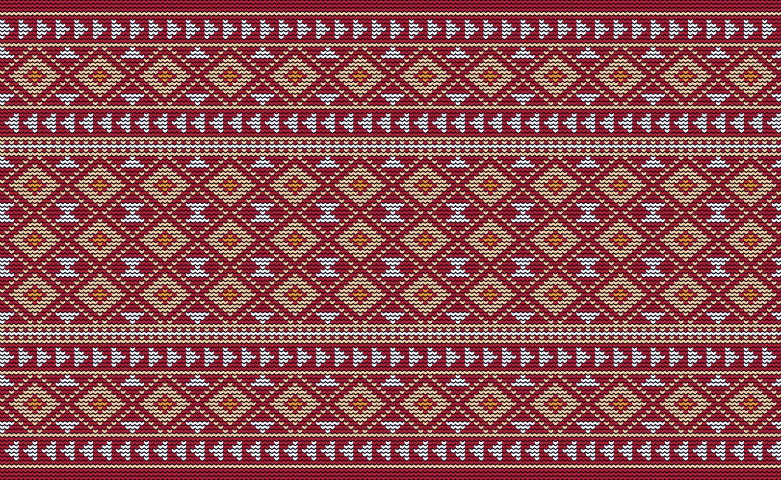 motif de broderie rouge et blanc, fond décoratif tricoté, papier peint antique de mode vectorielle vecteur