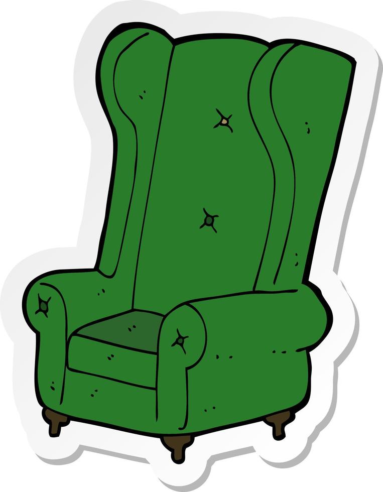 autocollant d'un vieux fauteuil de dessin animé vecteur