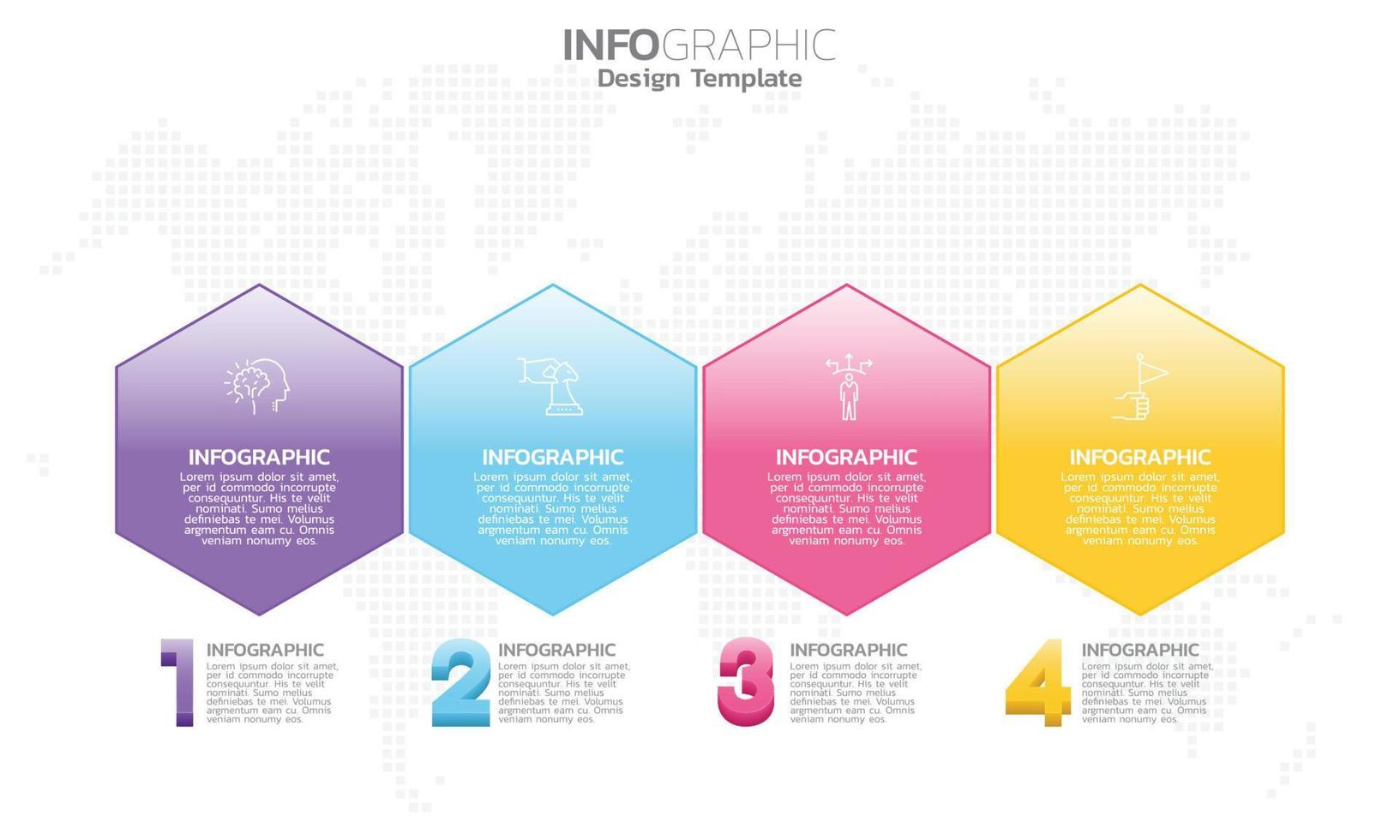 infographie 4 étapes seo pour le contenu, le diagramme, l'organigramme, les étapes, les parties, la chronologie, le flux de travail, le graphique. vecteur