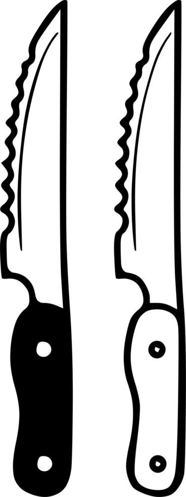 icône de dessin vectoriel contour simple couteau dentelé