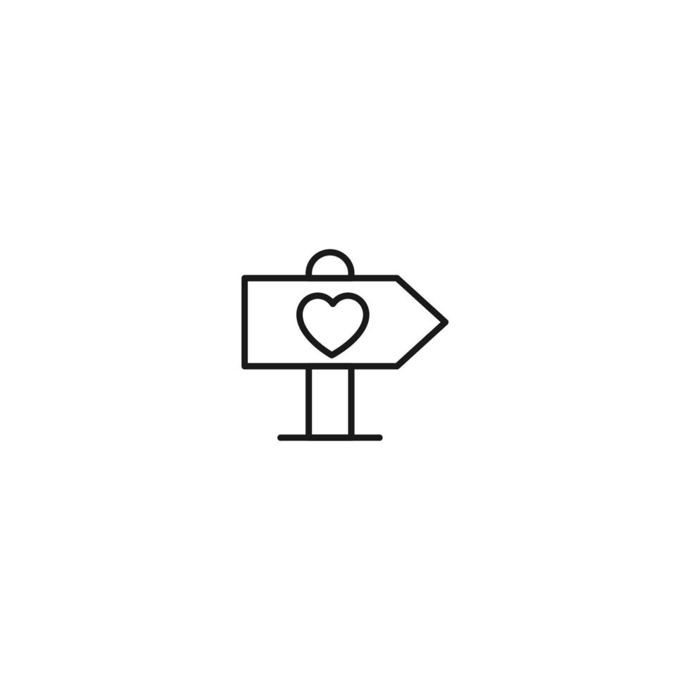 concept de romance, d'amour et de rencontres. signe de contour et trait modifiable dessiné dans un style plat moderne. adapté aux articles, sites web, etc. icône de la ligne vectorielle du coeur sur le panneau de signalisation vecteur