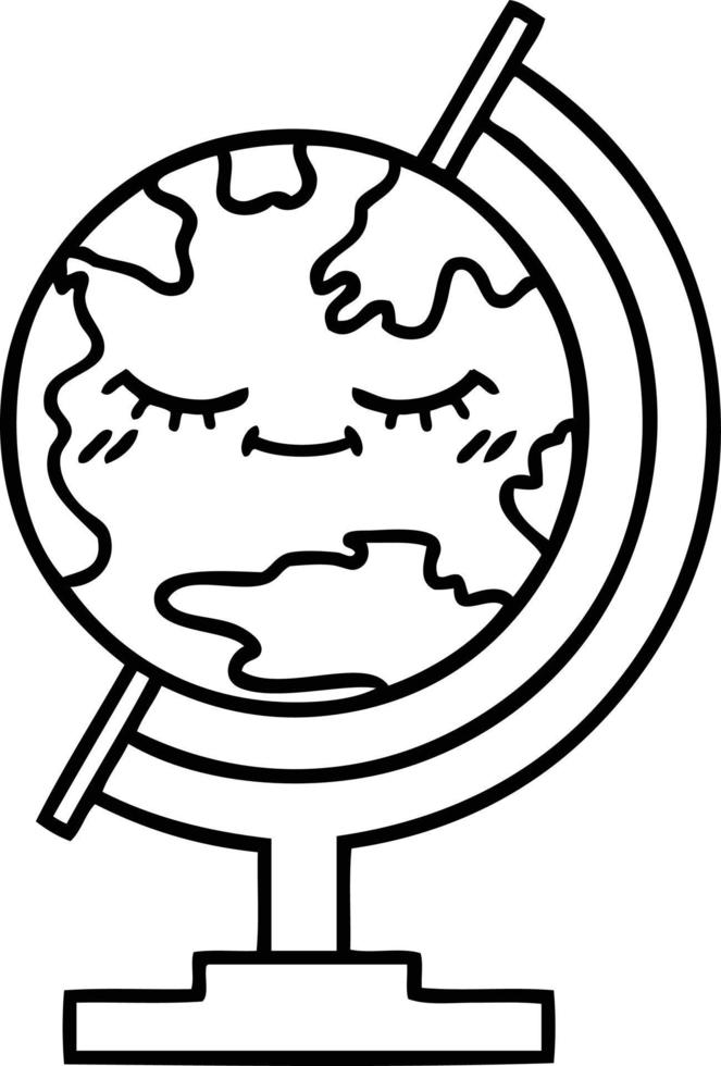 dessin au trait dessin animé globe du monde vecteur