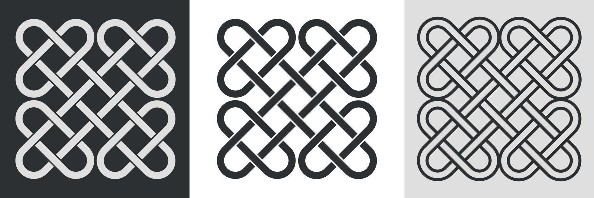 chaîne de noeuds celtiques. ligne, silhouette, glyphe. illustration vectorielle vecteur