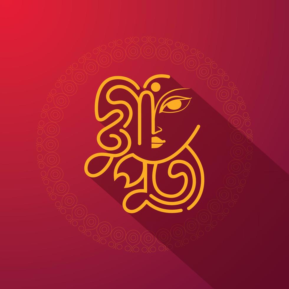 modèle de vecteur durga puja carte de voeux conception de typographie bangla. conception de lettrage durga puja sur fond de mandala de couleur bleue pour célébrer les vacances annuelles du festival hindou.