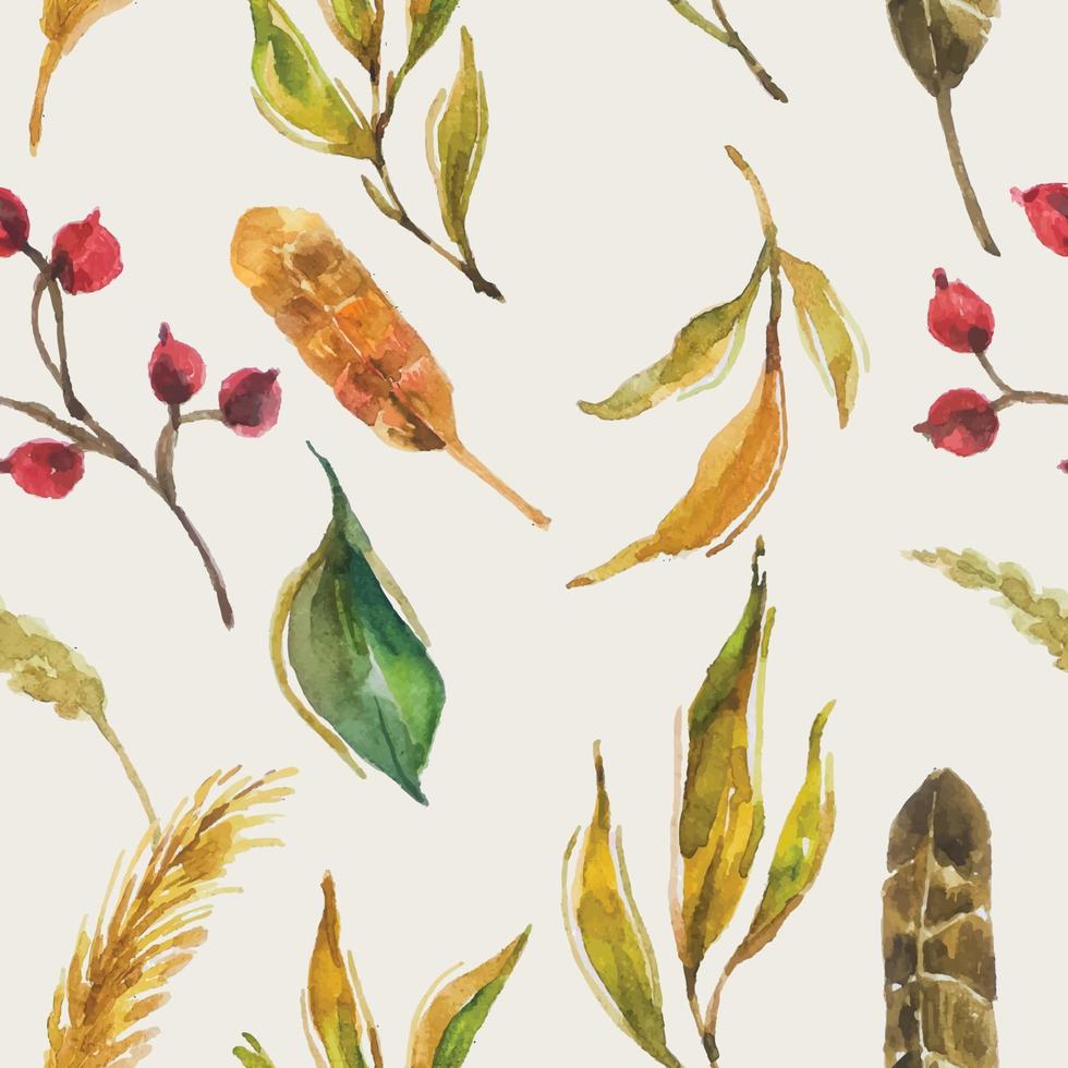 motif de feuilles d'automne aquarelle vecteur