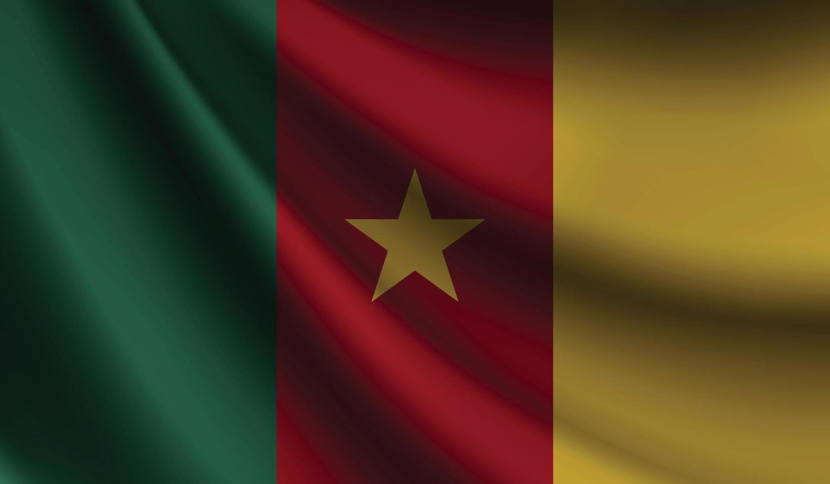 drapeau du cameroun agitant le fond pour la conception patriotique et nationale vecteur