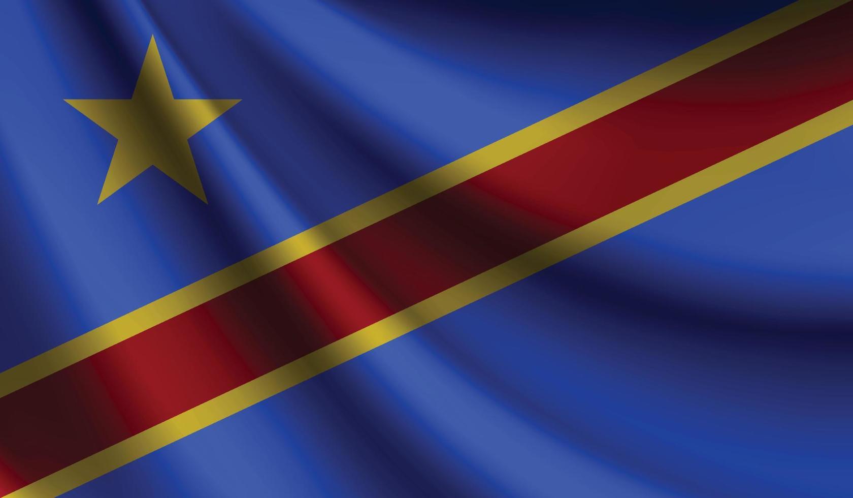 drapeau de la république démocratique du congo agitant. arrière-plan pour la conception patriotique et nationale vecteur