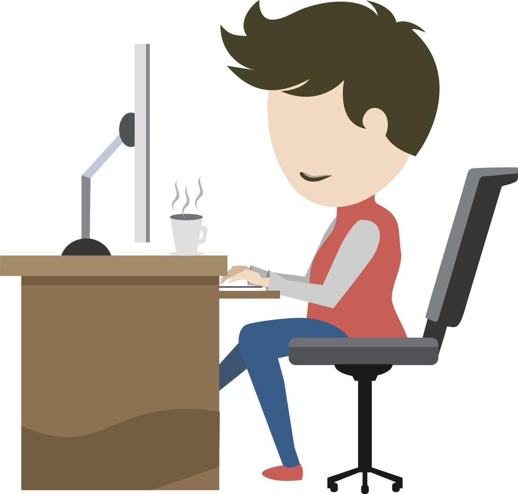 jeune homme travaille devant des ordinateurs illustration vecteur