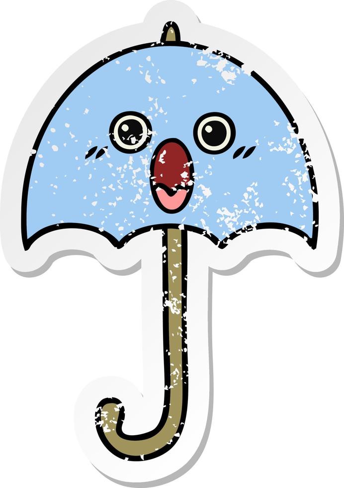 autocollant en détresse d'un joli parapluie de dessin animé vecteur