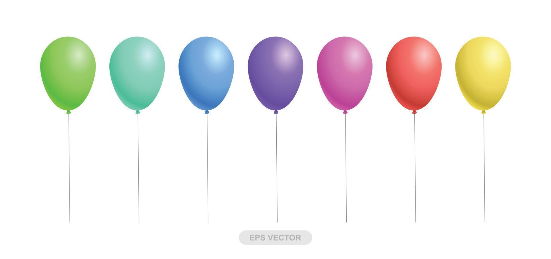 conception d'icône de vecteur de ballon, vert, bleu, violet, rouge, jaune