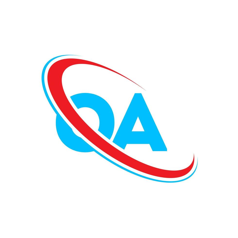 un logo. une conception. lettre o bleue et rouge. création de logo de lettre oa. lettre initiale o logo monogramme majuscule cercle lié. vecteur